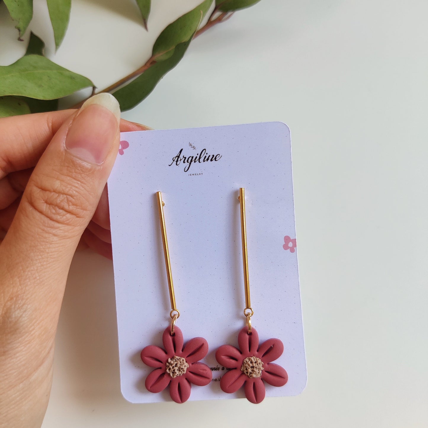 LENA | Elegant minimalist earring | Polymer clay earrings | Artisanal | Handmade | Jewellery | Handmade | Floral Polymer Clay | Earrings