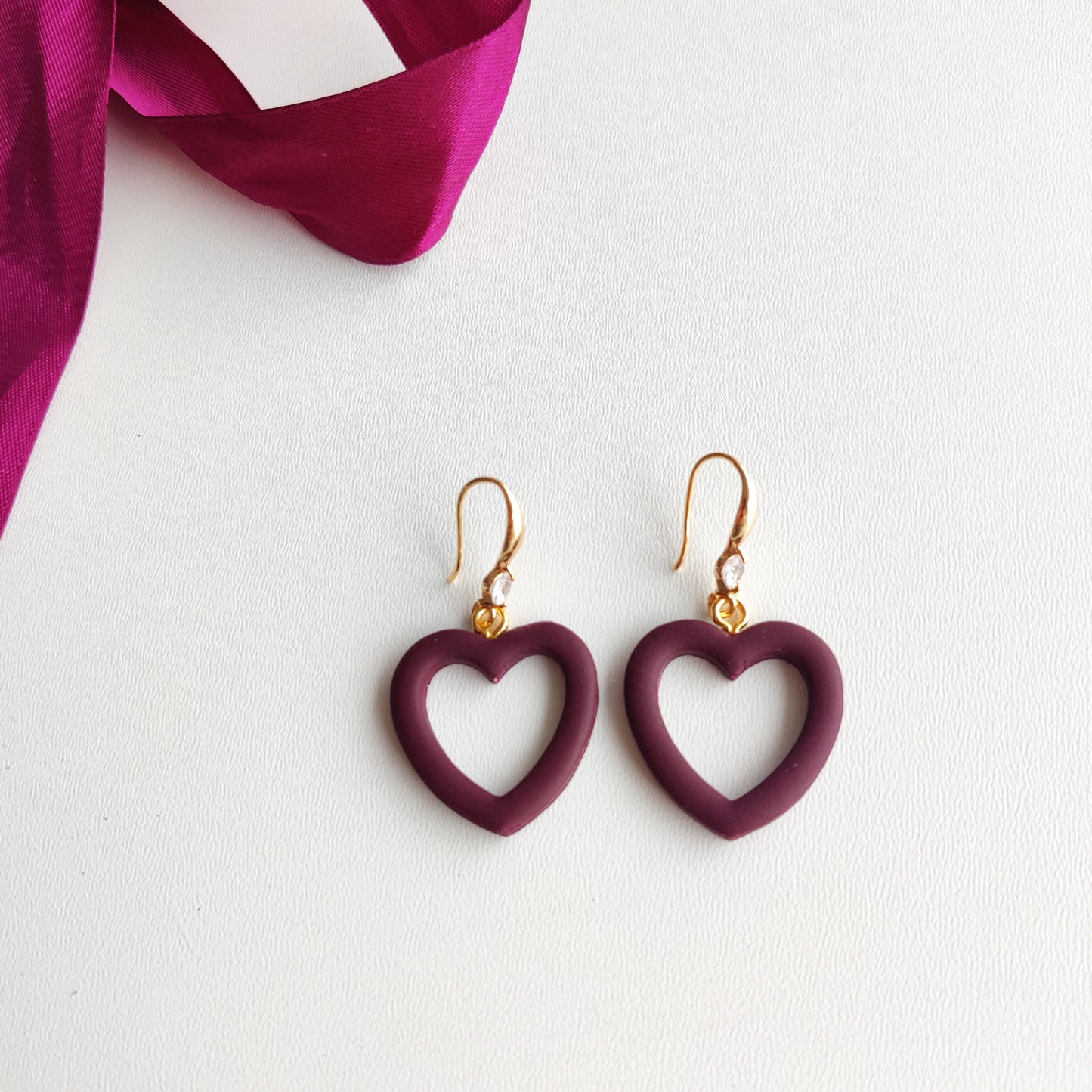 Heart Earrings | Valentine's Day Earrings | Polymer Clay Earrings | Clay Earrings | Floral Earrings | Pink | Handmade Jewellery | Gift