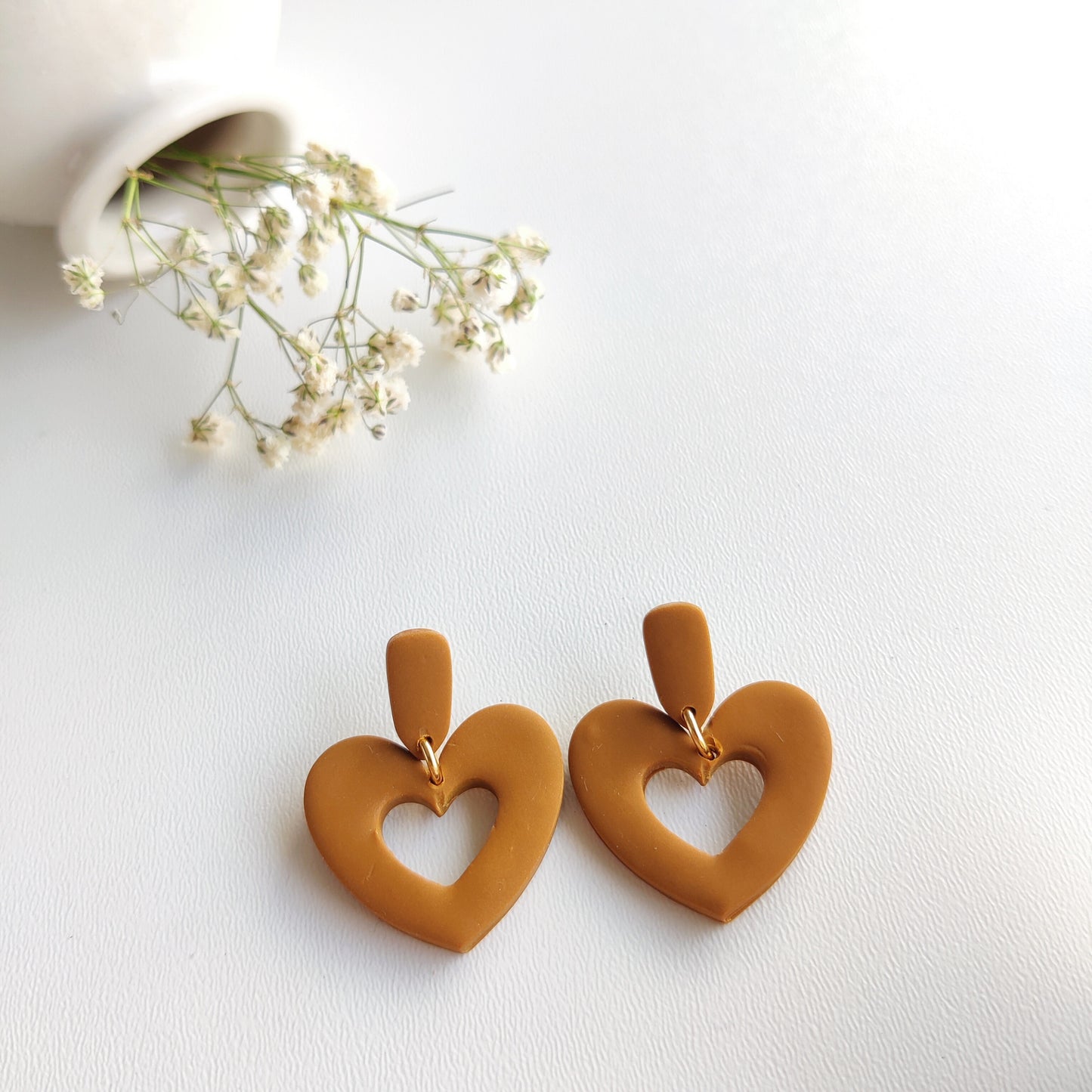 Retro Heart Earrings | Valentine's Day Earrings | Polymer Clay Earrings | Clay Earrings | Floral Earrings | Pink | Handmade Jewellery | Gift