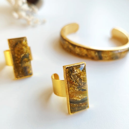 Bracelet et bague "effet marbré" pour la fête te des mères