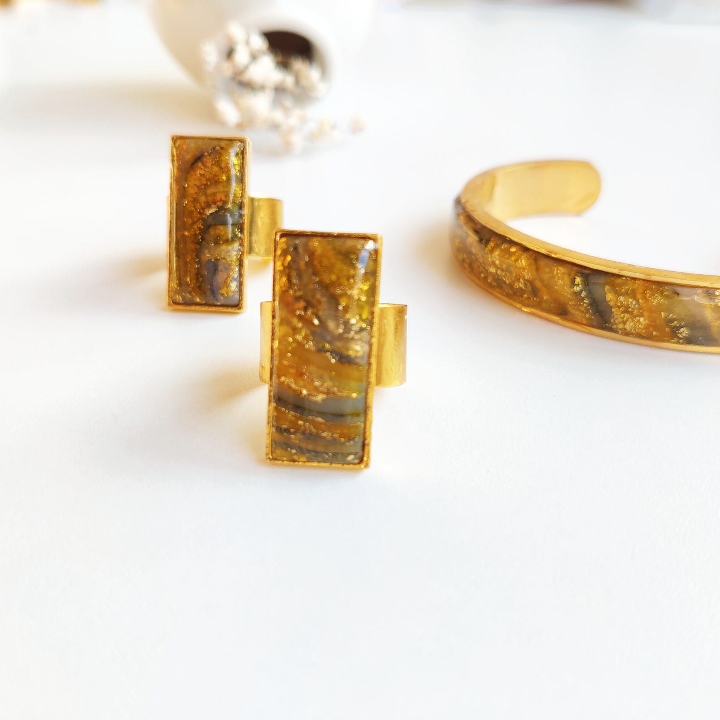 Bracelet et bague "effet marbré" pour la fête te des mères