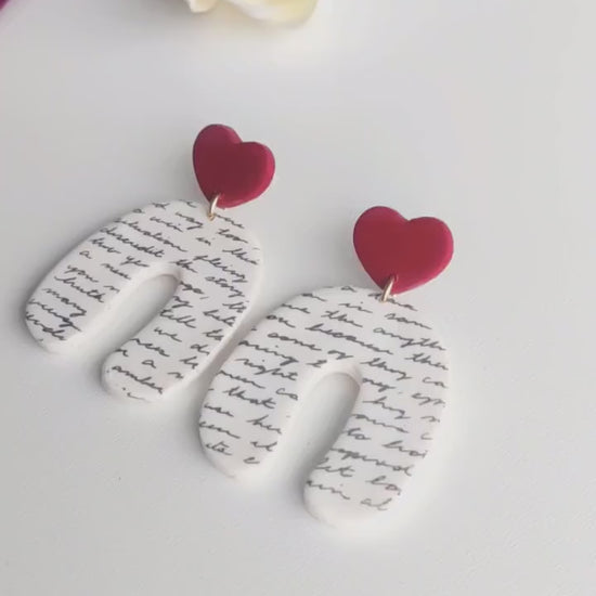 Heart Earrings | Valentine's Day Earrings | Polymer Clay Earrings | Dangle Earrings | Floral Earrings | Pink | Handmade Jewellery | Gift