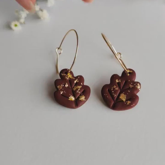 FALL LEAF EARRINGS | Autumn Earrings | Oak Leaf Earrings | Fall foliage earrings | Fall colors earrings | Woodland earrings | Fall hoops
