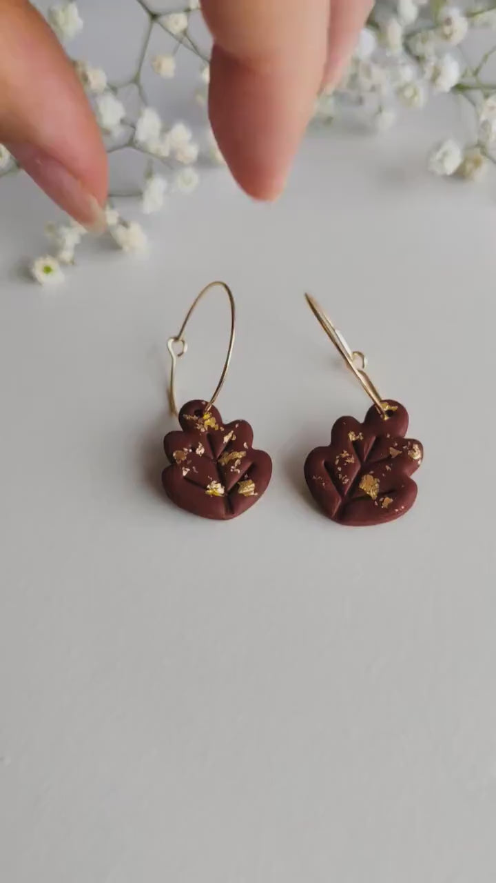 FALL LEAF EARRINGS | Autumn Earrings | Oak Leaf Earrings | Fall foliage earrings | Fall colors earrings | Woodland earrings | Fall hoops