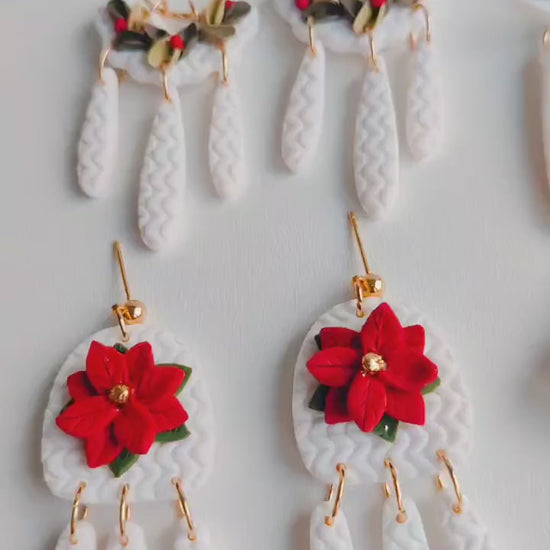 LUNA | Moon | crescent moon floral earrings | floral earrings | polymer clay earrings | christmas | gifts for her | handmade earrings