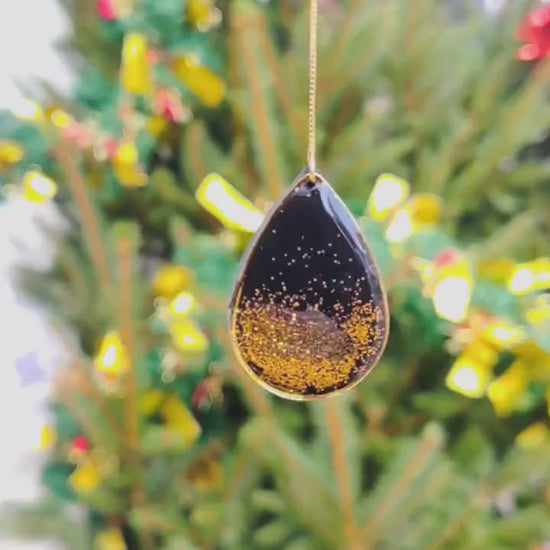 Black teardrop Earrings | Festive teardrop Earrings | NYE Earrings | New year eve glitter Earring | Dangle Earring | Gold Earrings