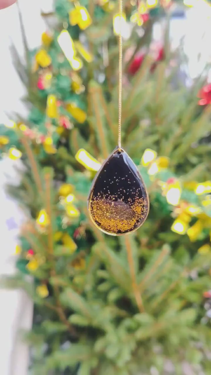 Black teardrop Earrings | Festive teardrop Earrings | NYE Earrings | New year eve glitter Earring | Dangle Earring | Gold Earrings