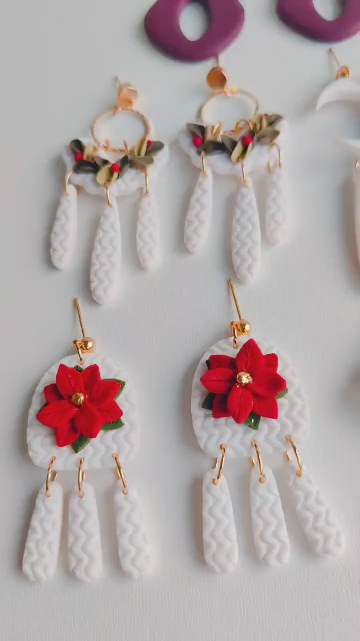 LILYA | Christmas collection | floral earrings | floral earrings | polymer clay earrings | christmas | gifts for her | handmade earrings
