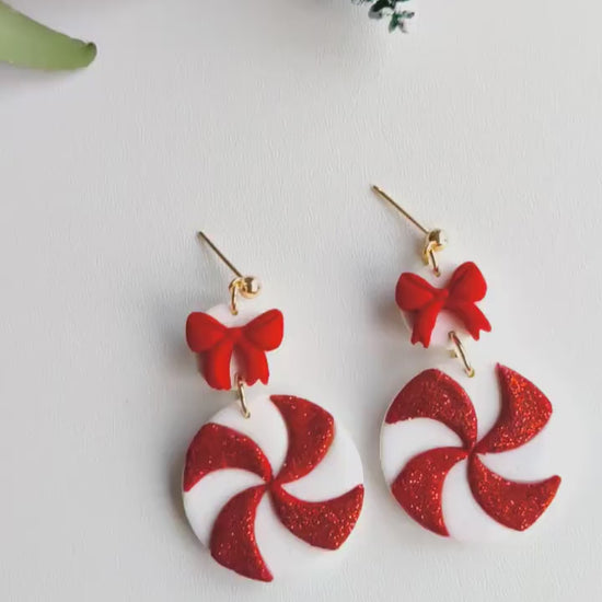 Christmas candy | Christmas collection | floral earrings | earrings | polymer clay earrings | christmas | gifts for her | handmade earrings