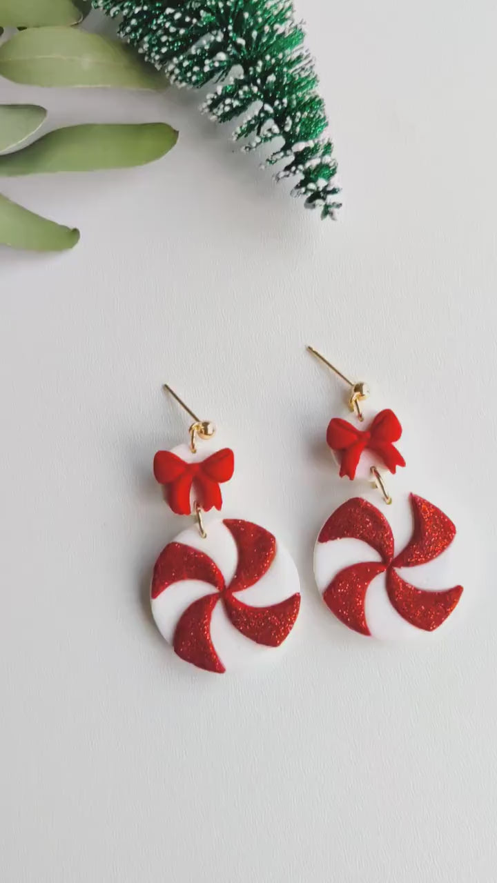 Christmas candy | Christmas collection | floral earrings | earrings | polymer clay earrings | christmas | gifts for her | handmade earrings
