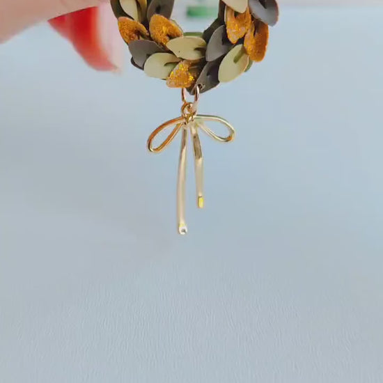 Christmas Earrings | Christmas Wreath Earrings | Polymer Clay Earrings | Holiday Earrings | Gifts for Her | Poinsettia Earrings