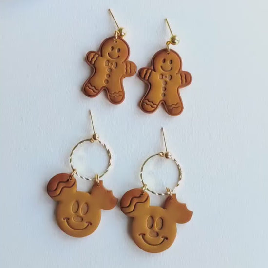 Christmas | Polymer Clay | Statement earrings | Christmas Tree | Holly Leaf | gingerbread | Polymer clay and 14 k Gold Plated Earrings |