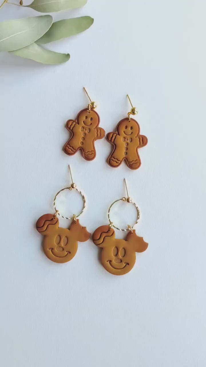 Christmas | Polymer Clay | Statement earrings | Christmas Tree | Holly Leaf | gingerbread | Polymer clay and 14 k Gold Plated Earrings |