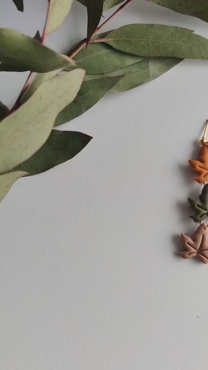 Fall Leaf Earrings / Polymer Clay Earrings, Autumn Leaves Earrings, Fall Clay Earrings, Boho Clay Earrings Maple Leaves Earrings, Fall Vibes