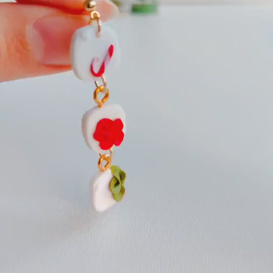 Christmas | Polymer Clay | Statement earrings | Christmas Tree | Floral earrings | dangle Earrings | flower | 14 k Gold Plated Earrings |