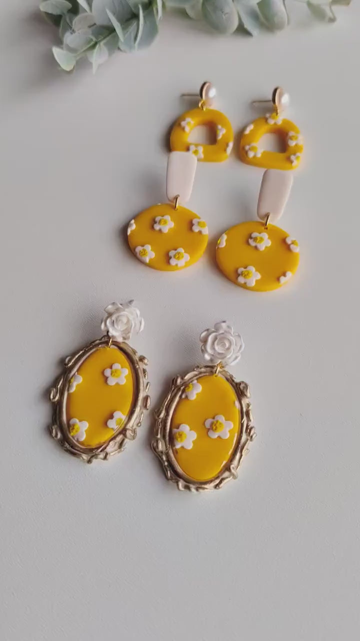 Polymer Clay Earrings | Flower Earrings | Clay Earrings | Floral Earrings | Aesthetic Earrings | Statement Earrings  | Elegant Earrings