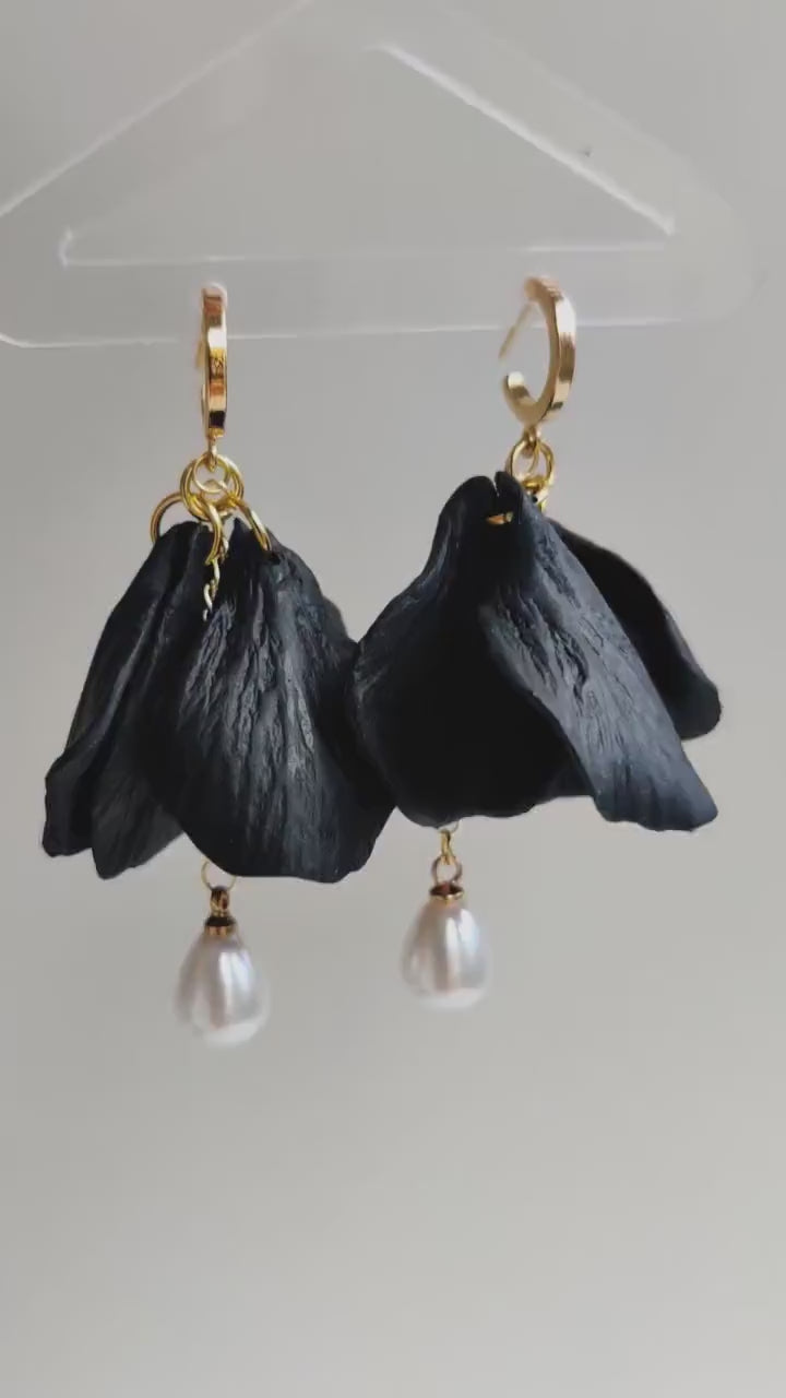 Rose Pearl Gold Handmade Earrings | Pearl Flower Earrings | Christmas Earrings | Rose Gold Flower Earring | Dangle Earring | Floral Earrings