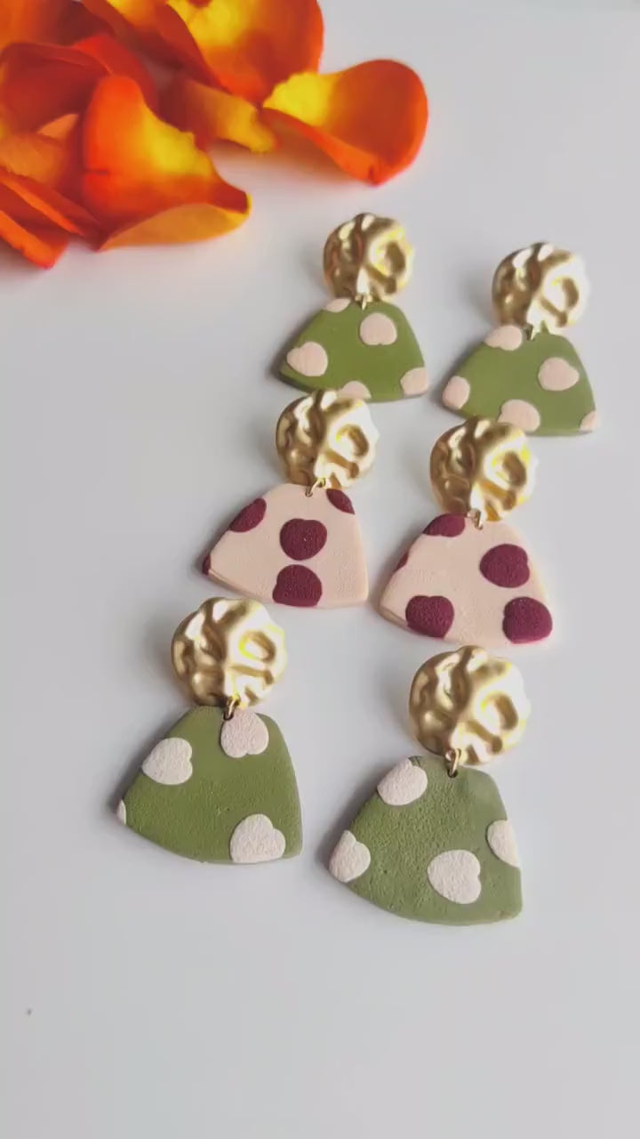 Retro Earrings | Valentine's Day Earrings | Polymer Clay Earrings | Clay Earrings | Floral Earrings | Pink | Handmade Jewellery | Gift