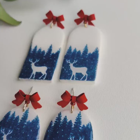 Christmas | Polymer Clay | Statement earrings | Christmas Tree | Holly Leaf | Earrings | Polymer clay and 14 k Gold Plated Earrings |