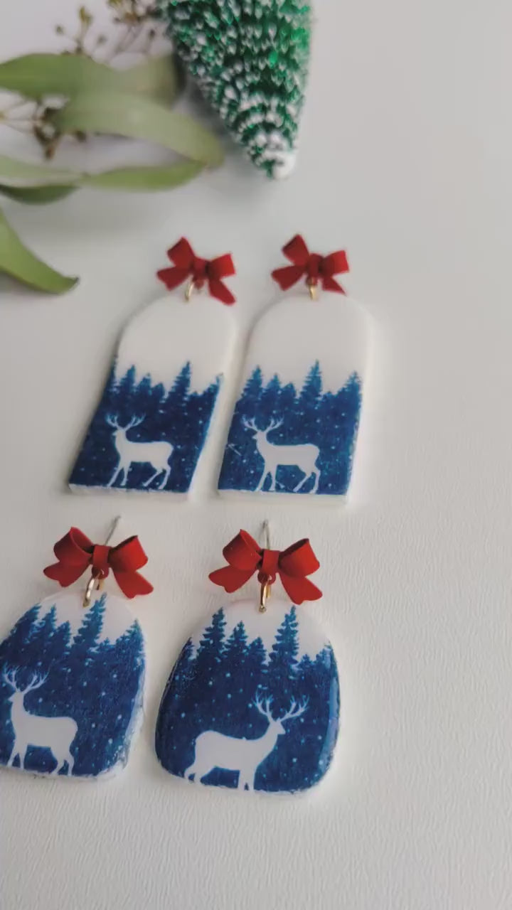 Christmas | Polymer Clay | Statement earrings | Christmas Tree | Holly Leaf | Earrings | Polymer clay and 14 k Gold Plated Earrings |