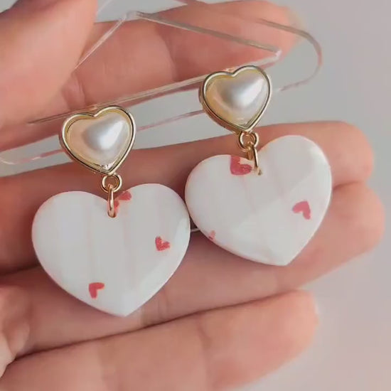 Vintage Heart Earrings | Valentine's Day Earrings | Polymer Clay Earrings | Clay Earrings | Floral Earrings | Handmade Jewellery | Gift