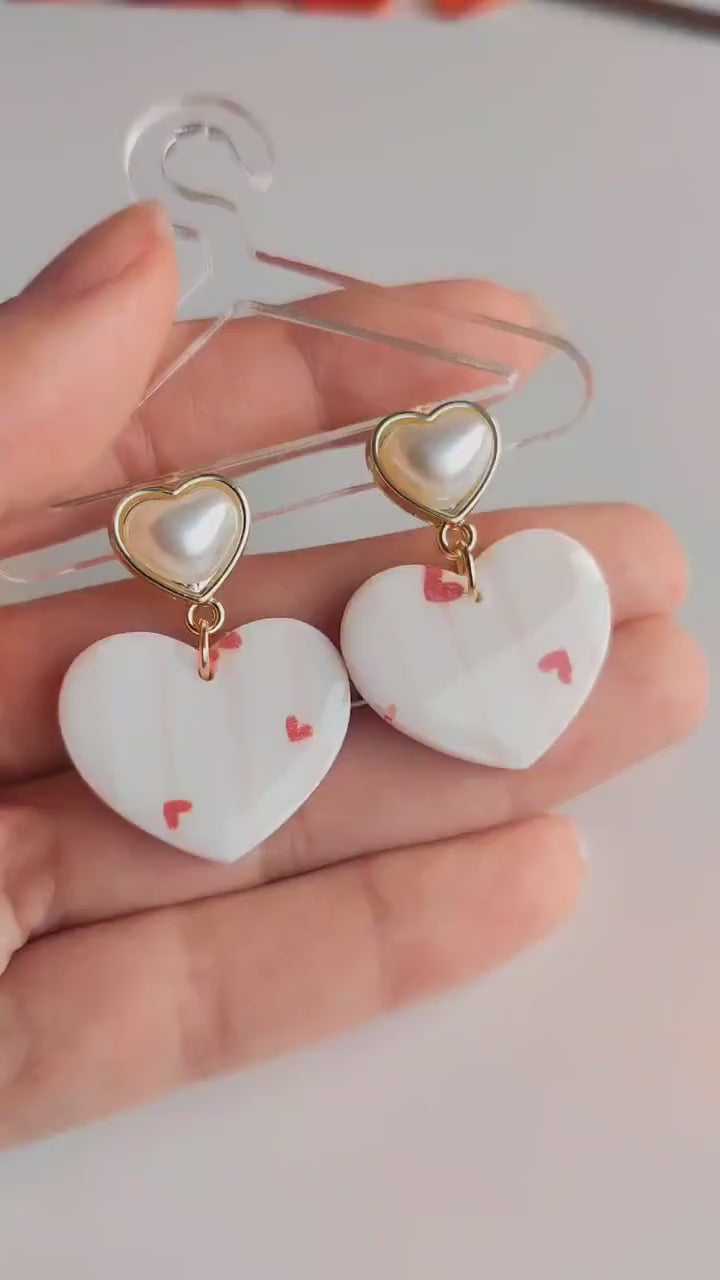 Vintage Heart Earrings | Valentine's Day Earrings | Polymer Clay Earrings | Clay Earrings | Floral Earrings | Handmade Jewellery | Gift