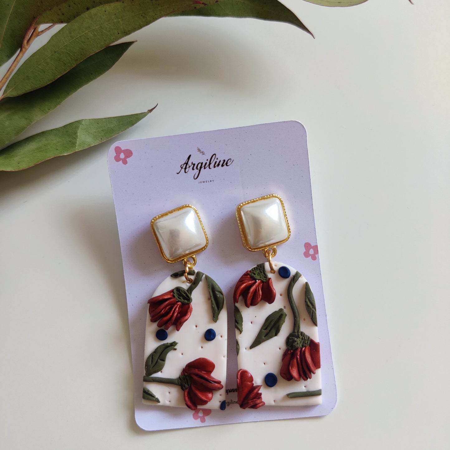 FLORA | Floral Clay Earrings | Fall Colors Floral Textured Lightweight Handmade Polymer Clay Earrings | Flower Clay Earrings