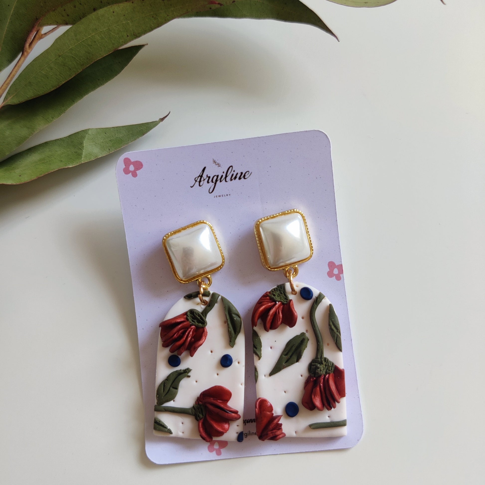 FLORA | Floral Clay Earrings | Fall Colors Floral Textured Lightweight Handmade Polymer Clay Earrings | Flower Clay Earrings