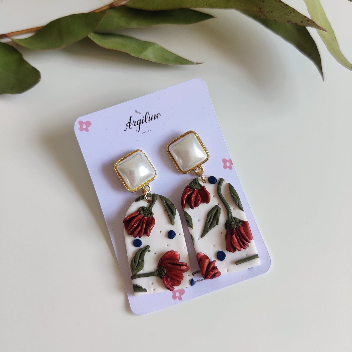 FLORA | Floral Clay Earrings | Fall Colors Floral Textured Lightweight Handmade Polymer Clay Earrings | Flower Clay Earrings
