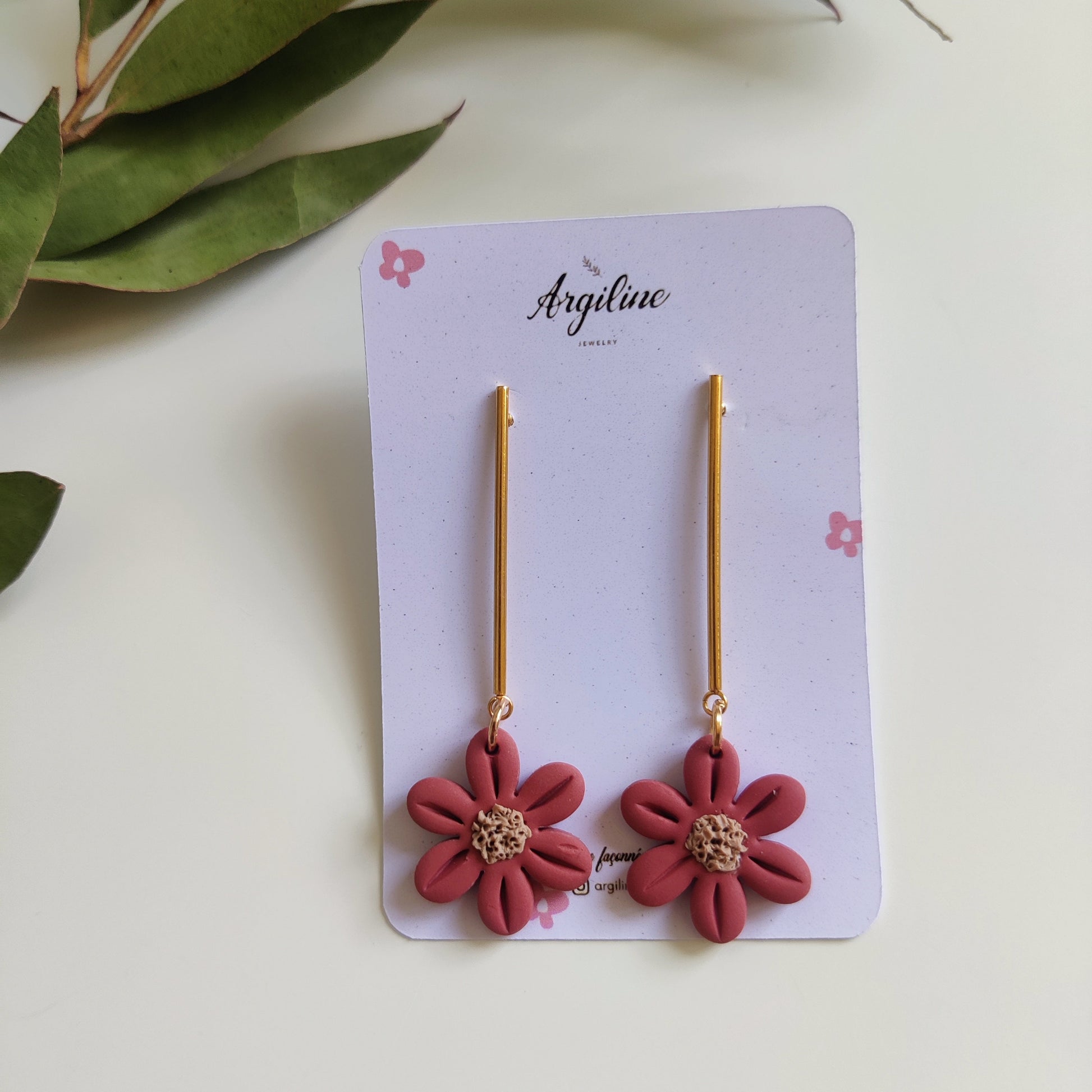 LENA | Elegant minimalist earring | Polymer clay earrings | Artisanal | Handmade | Jewellery | Handmade | Floral Polymer Clay | Earrings
