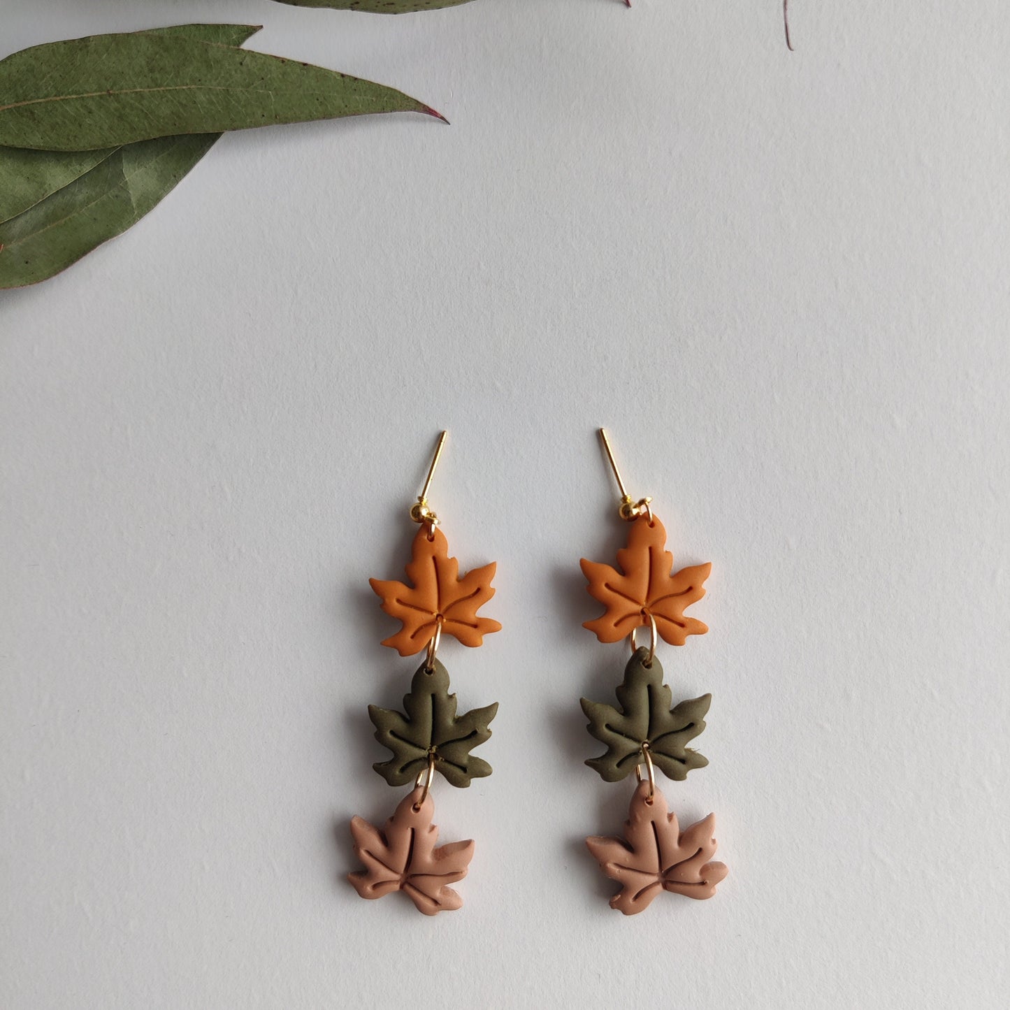 Fall Leaf Earrings / Polymer Clay Earrings, Autumn Leaves Earrings, Fall Clay Earrings, Boho Clay Earrings Maple Leaves Earrings, Fall Vibes