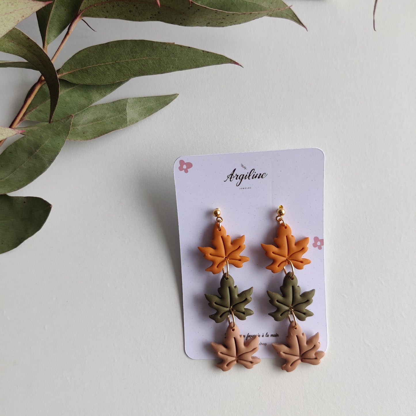 Fall Leaf Earrings / Polymer Clay Earrings, Autumn Leaves Earrings, Fall Clay Earrings, Boho Clay Earrings Maple Leaves Earrings, Fall Vibes