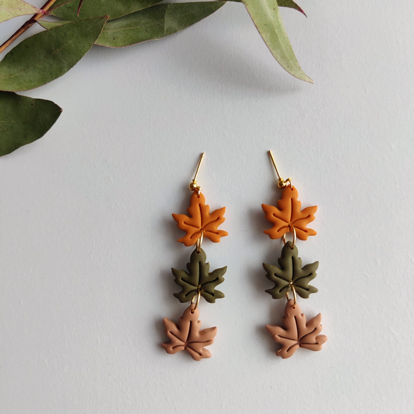 Fall Leaf Earrings / Polymer Clay Earrings, Autumn Leaves Earrings, Fall Clay Earrings, Boho Clay Earrings Maple Leaves Earrings, Fall Vibes