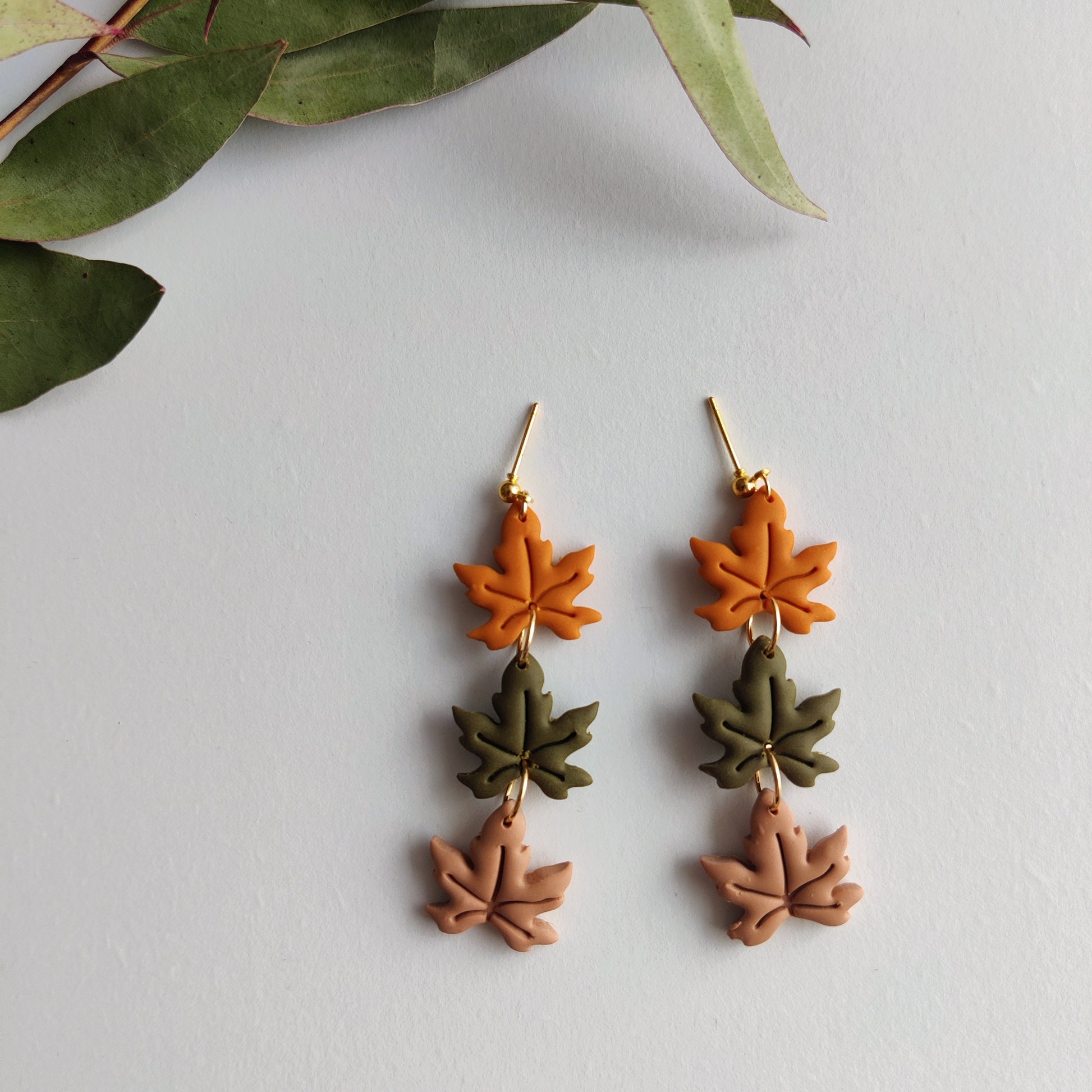 Fall Leaf Earrings / Polymer Clay Earrings, Autumn Leaves Earrings, Fall Clay Earrings, Boho Clay Earrings Maple Leaves Earrings, Fall Vibes