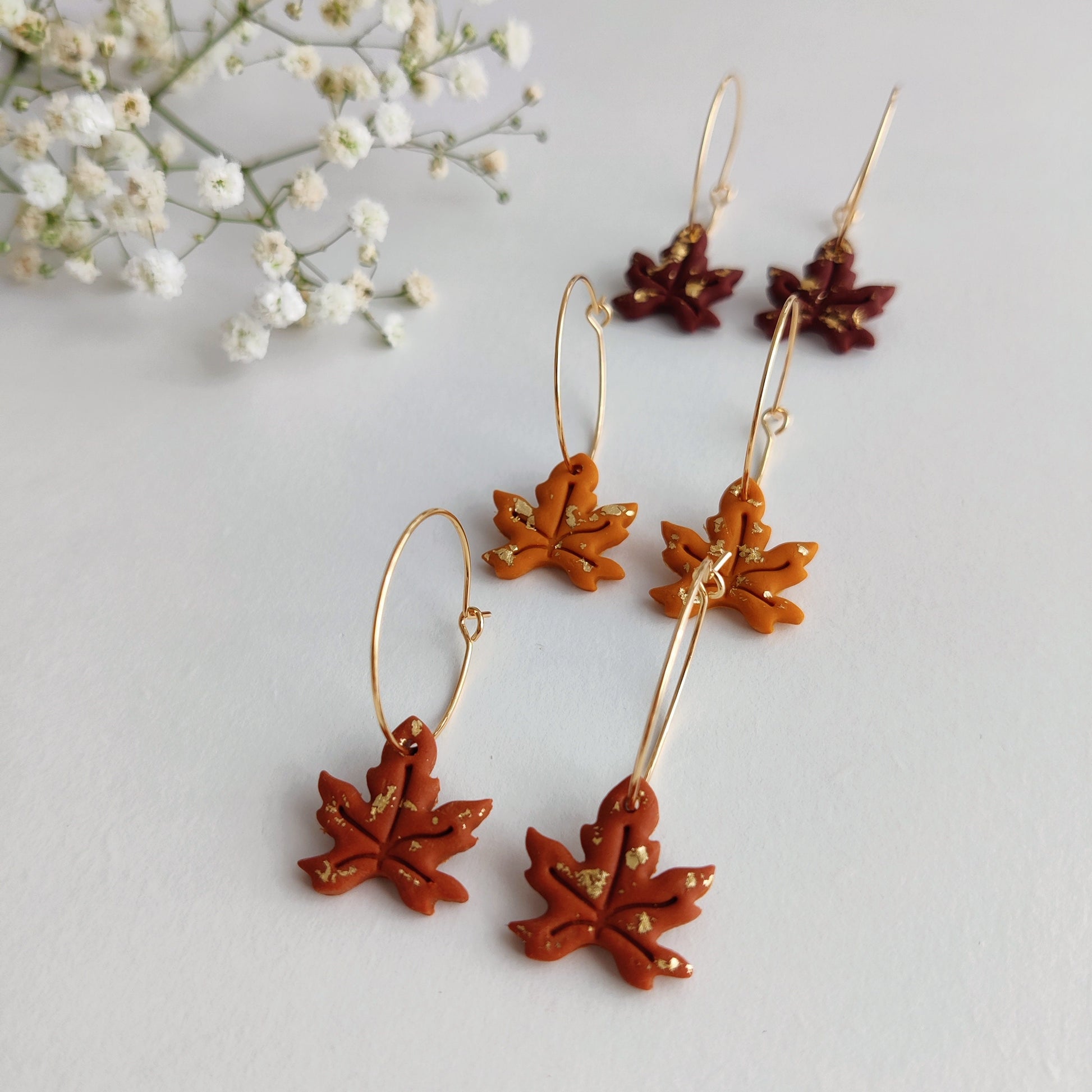 FALL LEAF EARRINGS | Autumn Earrings | Maple Leaf Earrings | Fall foliage earrings | Fall colors earrings | Woodland earrings | Fall hoops