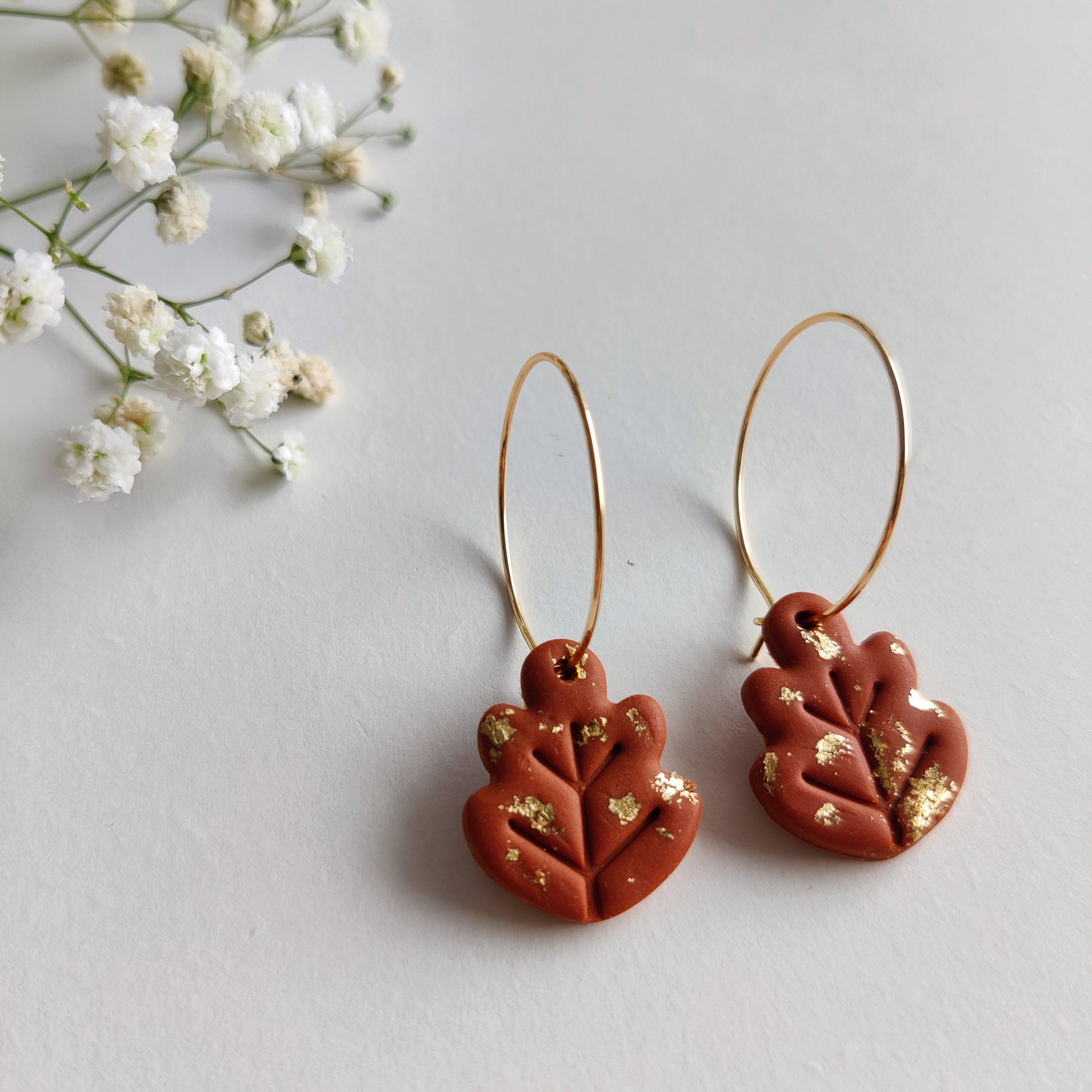 FALL LEAF EARRINGS | Autumn Earrings | Oak Leaf Earrings | Fall foliage earrings | Fall colors earrings | Woodland earrings | Fall hoops
