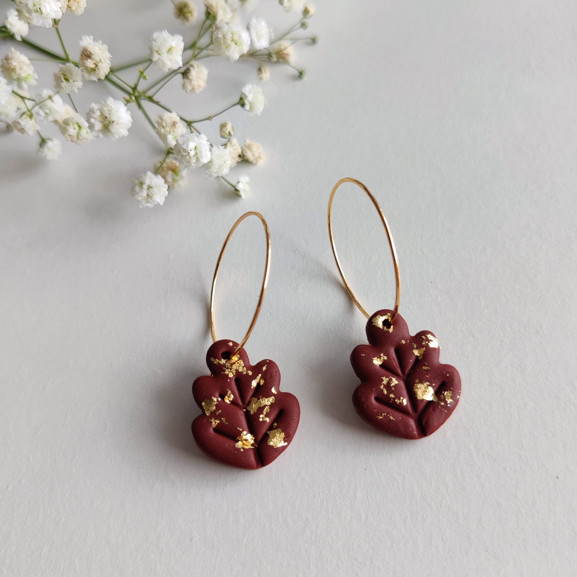 FALL LEAF EARRINGS | Autumn Earrings | Oak Leaf Earrings | Fall foliage earrings | Fall colors earrings | Woodland earrings | Fall hoops