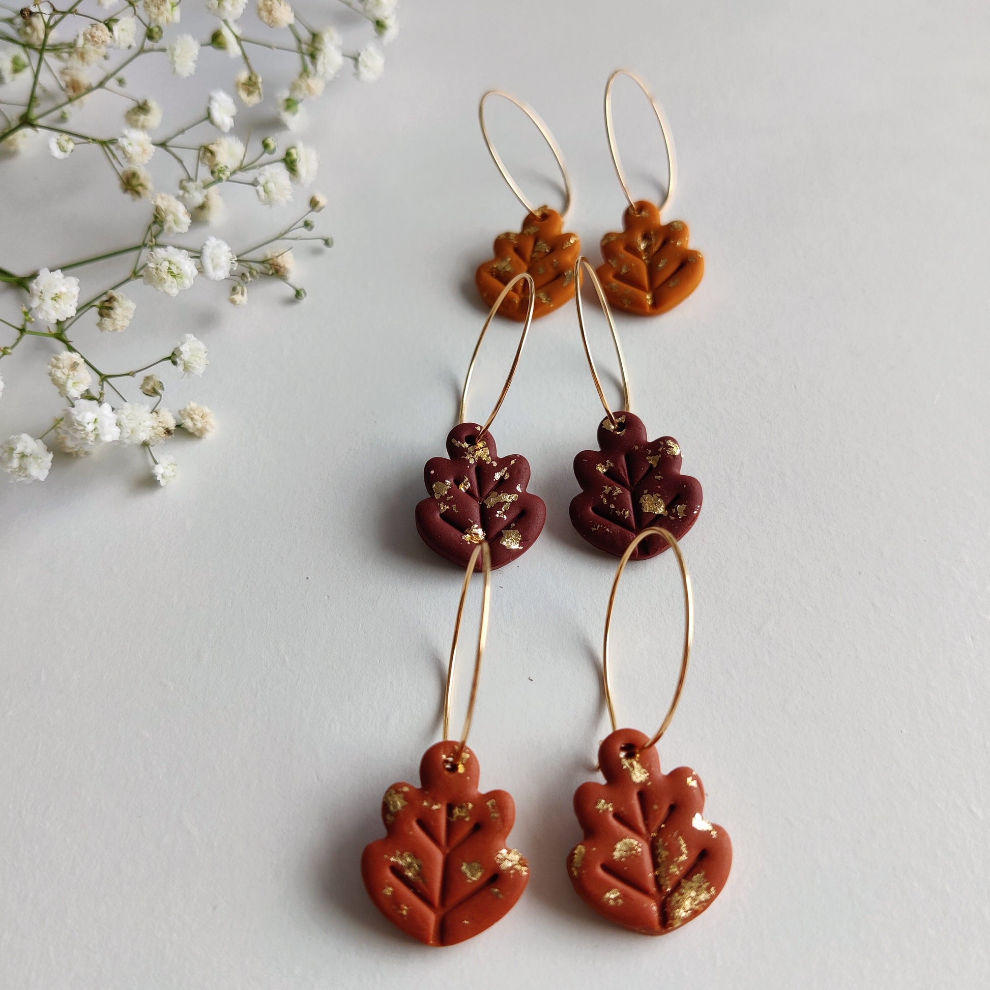FALL LEAF EARRINGS | Autumn Earrings | Oak Leaf Earrings | Fall foliage earrings | Fall colors earrings | Woodland earrings | Fall hoops