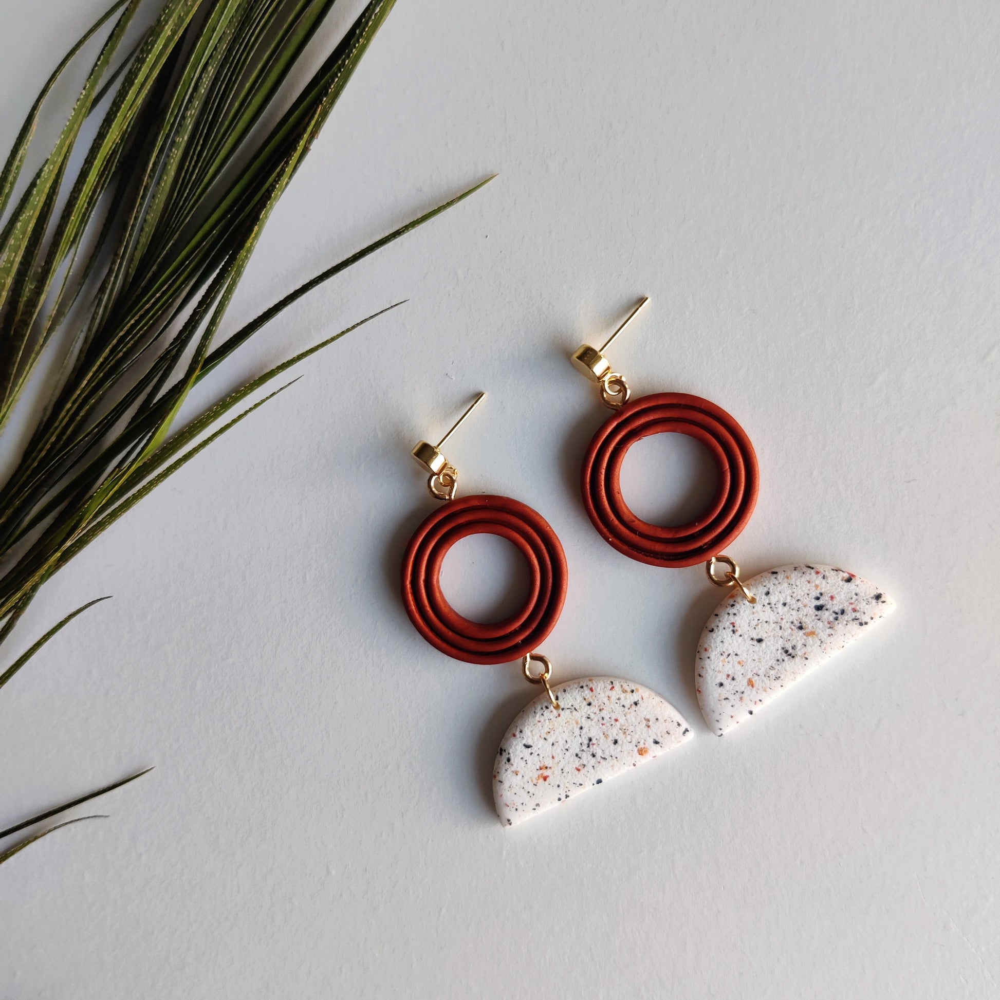 IVY | Terracotta Earrings | Terracotta Boho Earrings | Dangle Polymer Clay Jewelry | autumn color | Jewelry Bijoux | Terracotta Art Deco