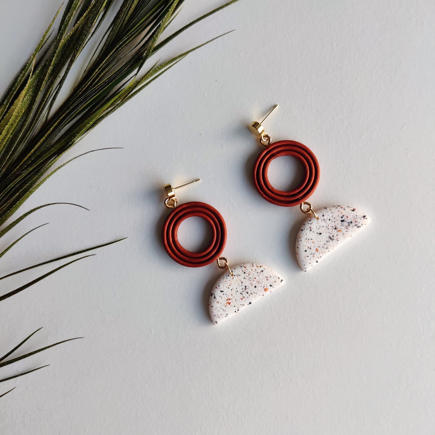 IVY | Terracotta Earrings | Terracotta Boho Earrings | Dangle Polymer Clay Jewelry | autumn color | Jewelry Bijoux | Terracotta Art Deco