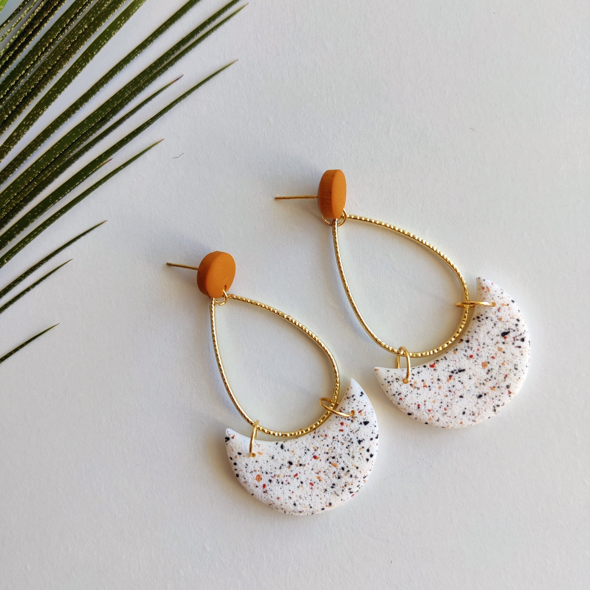 MAYA | Terracotta Earrings | Terracotta Boho Earrings | Dangle Polymer Clay Jewelry | autumn color | Jewelry Bijoux | Terracotta Art Deco