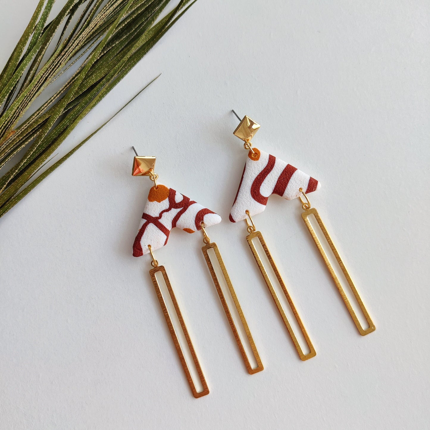 LIAM | Terracotta Earrings | Terracotta Boho Earrings | Dangle Polymer Clay Jewelry | autumn color | Jewelry Bijoux | Terracotta Art Deco