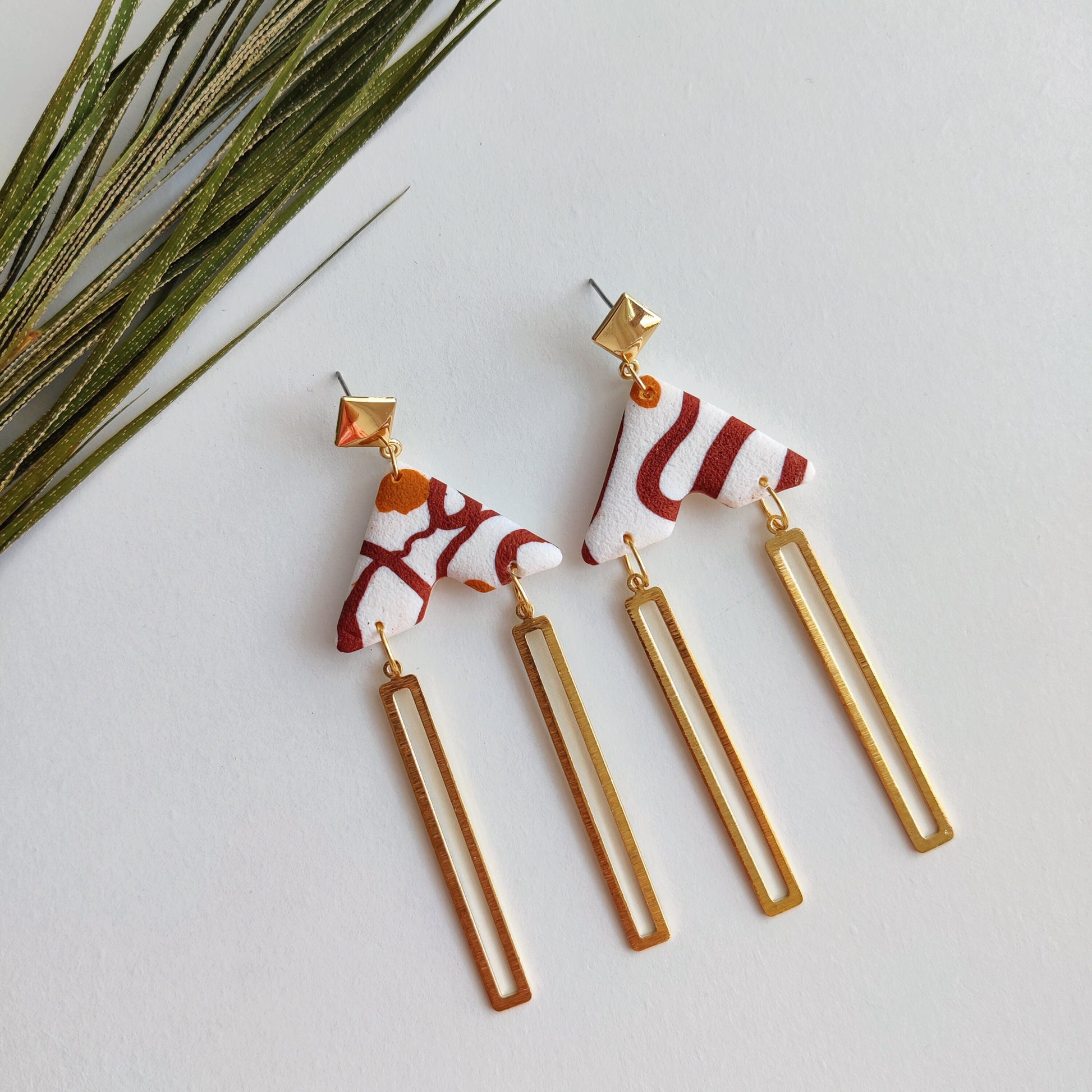 LIAM | Terracotta Earrings | Terracotta Boho Earrings | Dangle Polymer Clay Jewelry | autumn color | Jewelry Bijoux | Terracotta Art Deco