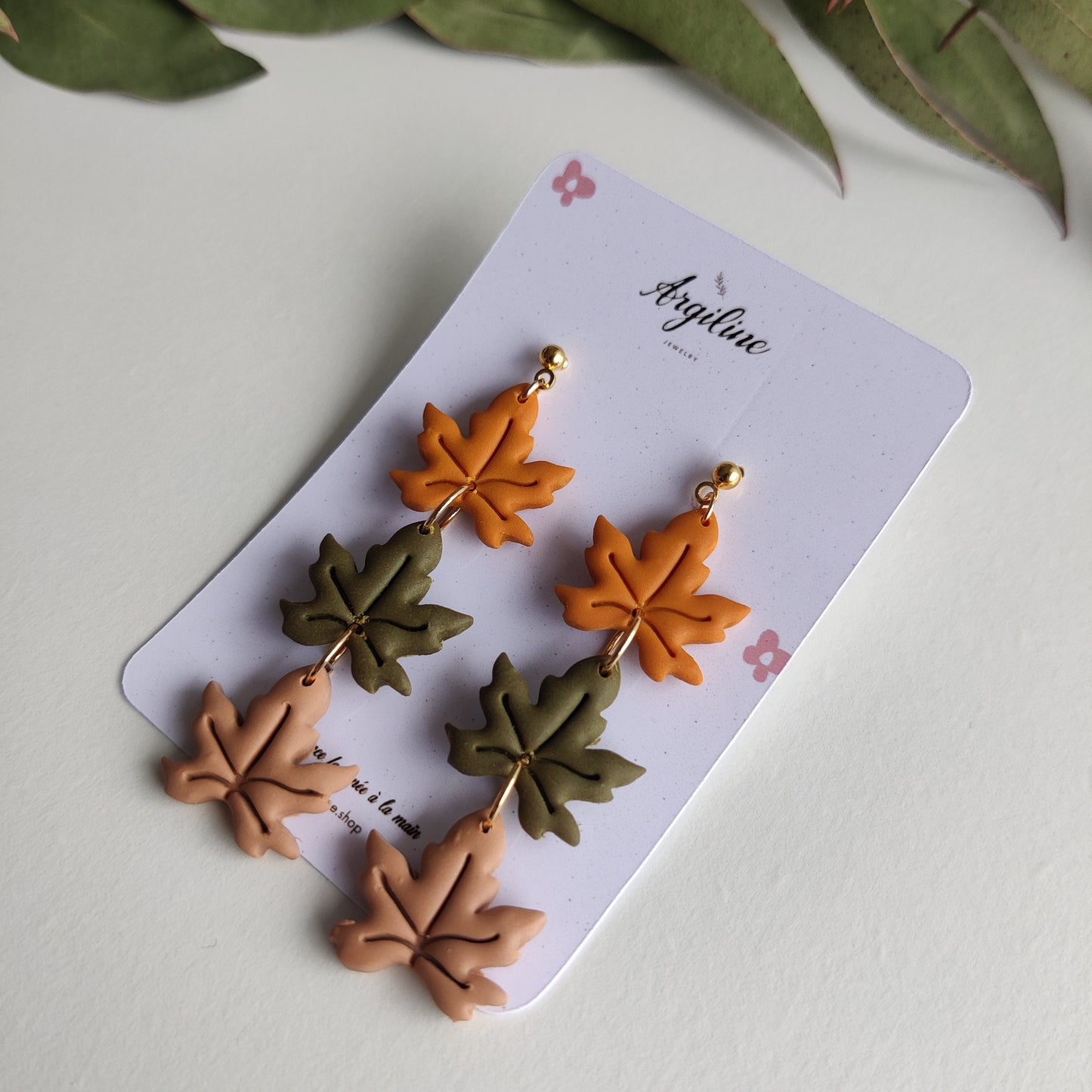 Fall Leaf Earrings / Polymer Clay Earrings, Autumn Leaves Earrings, Fall Clay Earrings, Boho Clay Earrings Maple Leaves Earrings, Fall Vibes