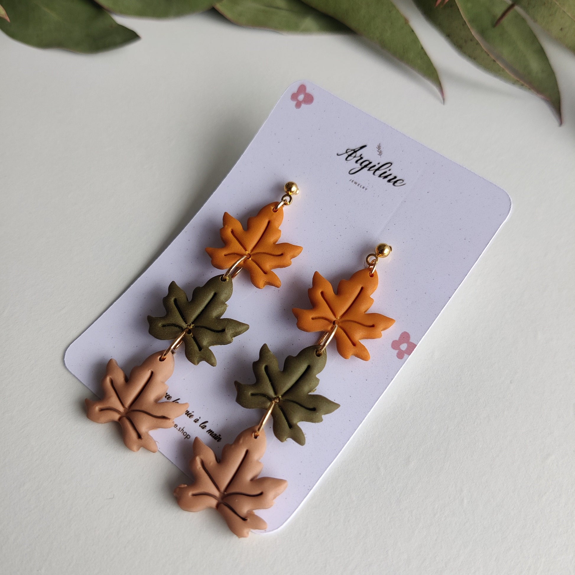 Fall Leaf Earrings / Polymer Clay Earrings, Autumn Leaves Earrings, Fall Clay Earrings, Boho Clay Earrings Maple Leaves Earrings, Fall Vibes