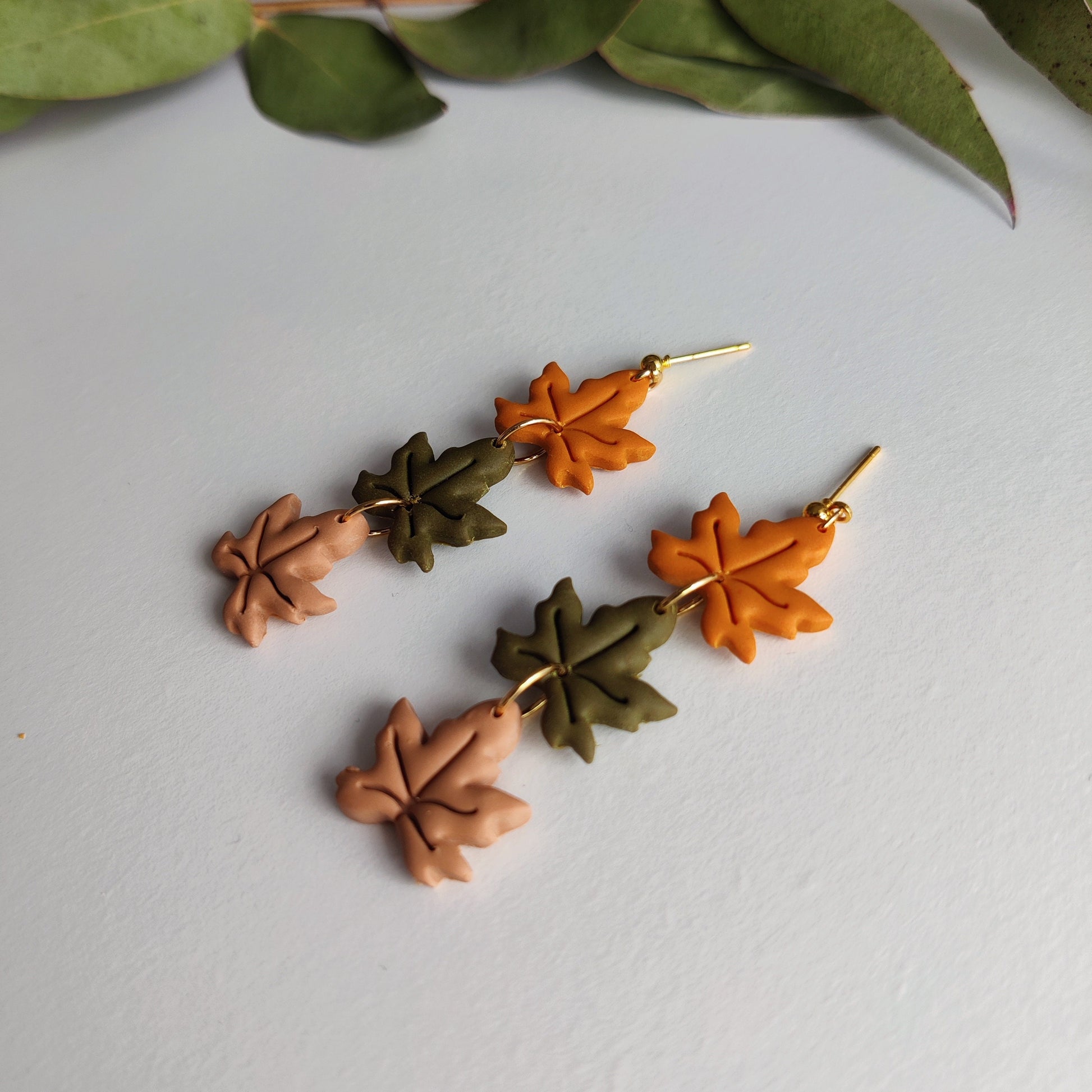 Fall Leaf Earrings / Polymer Clay Earrings, Autumn Leaves Earrings, Fall Clay Earrings, Boho Clay Earrings Maple Leaves Earrings, Fall Vibes