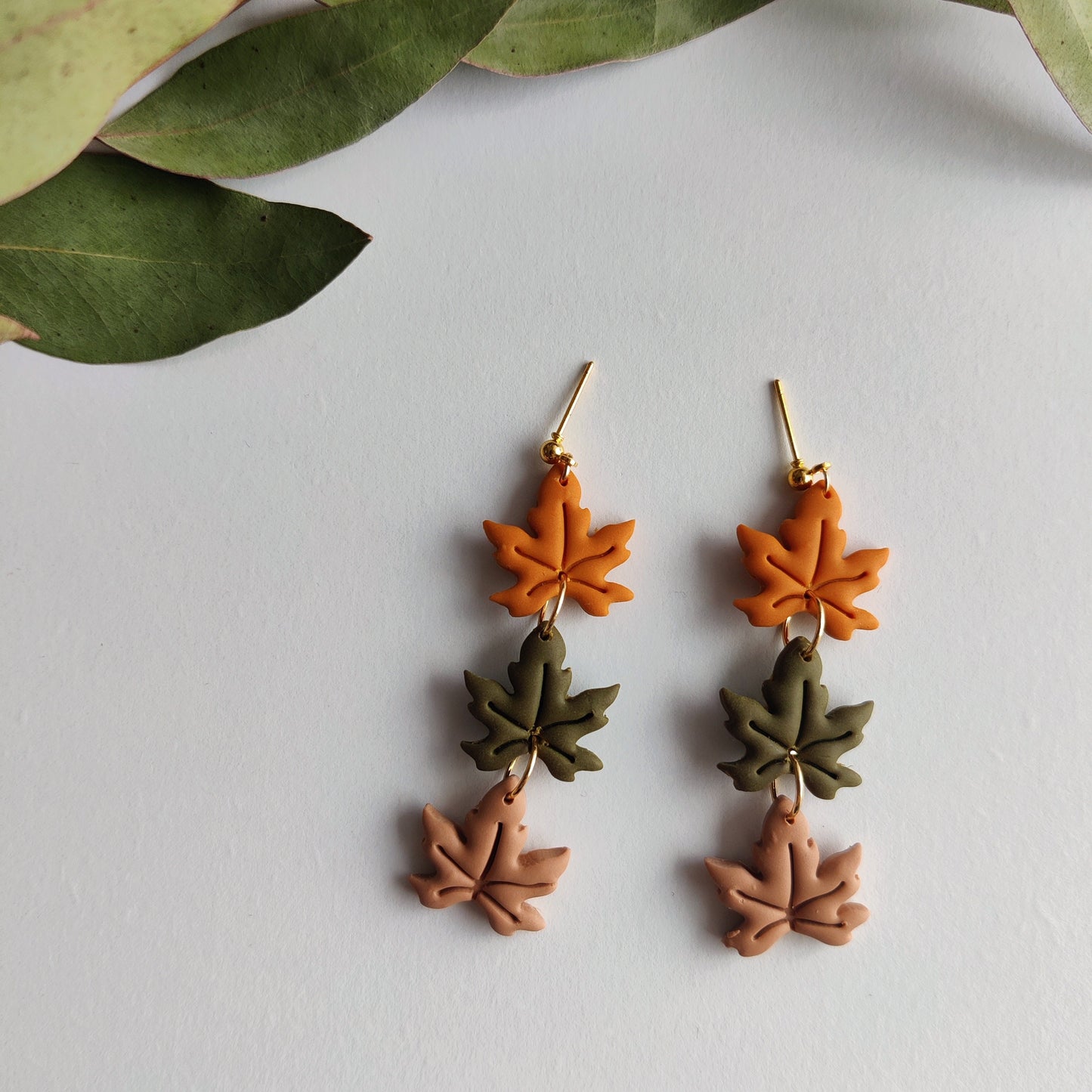 Fall Leaf Earrings / Polymer Clay Earrings, Autumn Leaves Earrings, Fall Clay Earrings, Boho Clay Earrings Maple Leaves Earrings, Fall Vibes