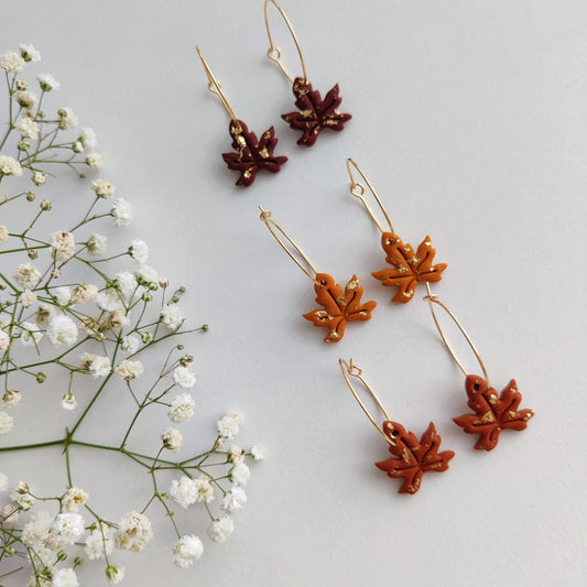 FALL LEAF EARRINGS | Autumn Earrings | Maple Leaf Earrings | Fall foliage earrings | Fall colors earrings | Woodland earrings | Fall hoops