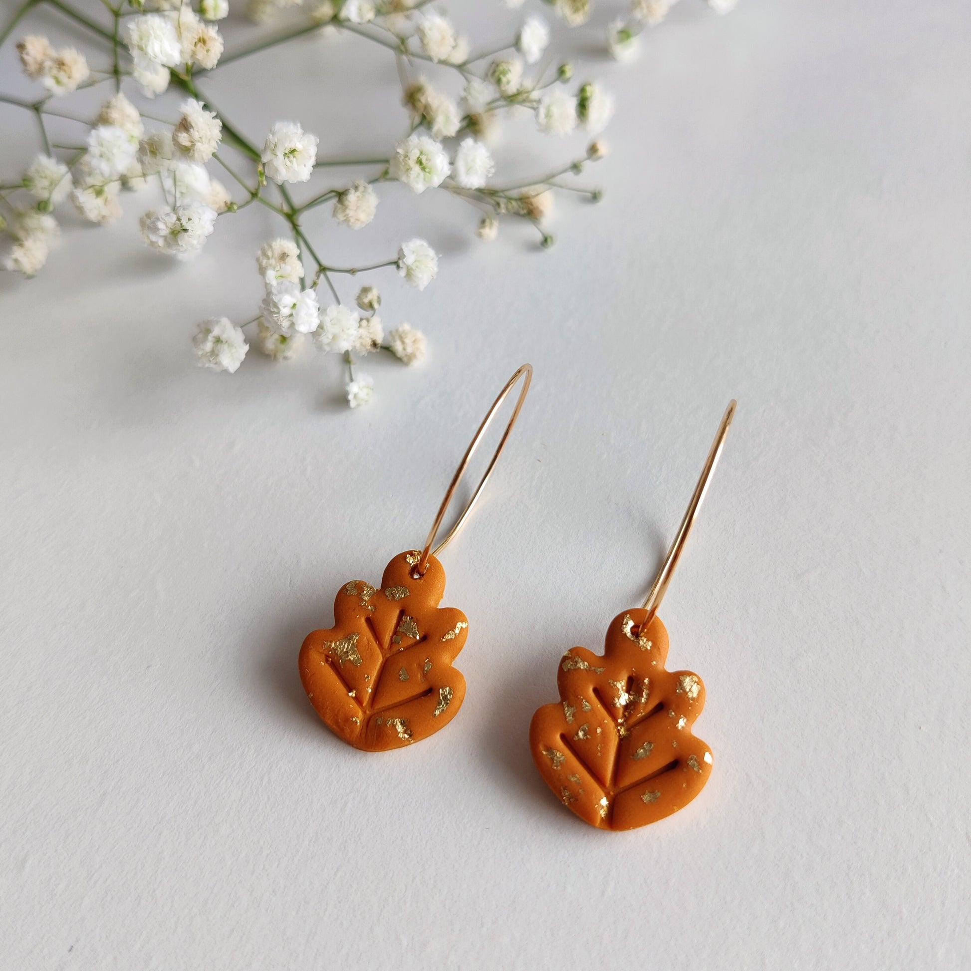 FALL LEAF EARRINGS | Autumn Earrings | Oak Leaf Earrings | Fall foliage earrings | Fall colors earrings | Woodland earrings | Fall hoops