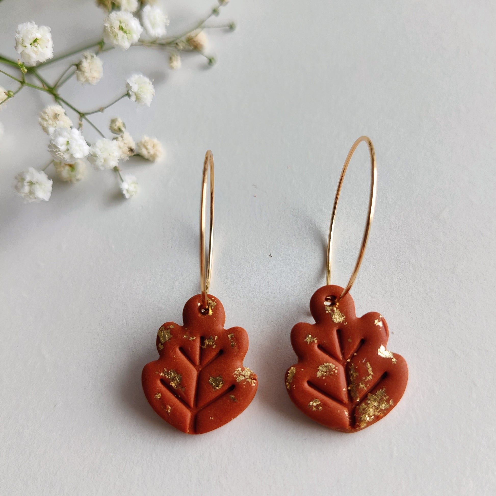 FALL LEAF EARRINGS | Autumn Earrings | Oak Leaf Earrings | Fall foliage earrings | Fall colors earrings | Woodland earrings | Fall hoops
